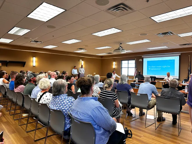 A community meeting in Wrightstown, Wisconsin, on the proposed Cloverleaf data center.